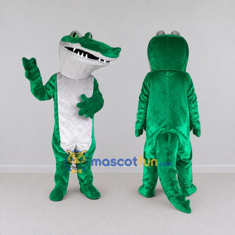 Custom Green and White Crocodile Mascot Costume Adult Full Body Suit for Wildlife Events Custom Green and White Crocodile Mascot Costume Adult Full Body Suit for Wildlife Events