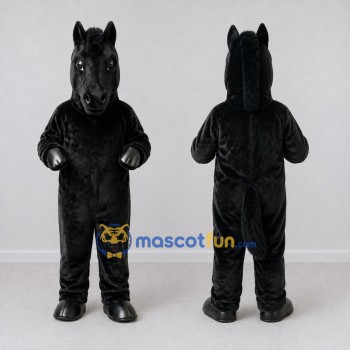 Custom Black Horse Mascot Costume Adult Full Body Suit for Farm Events