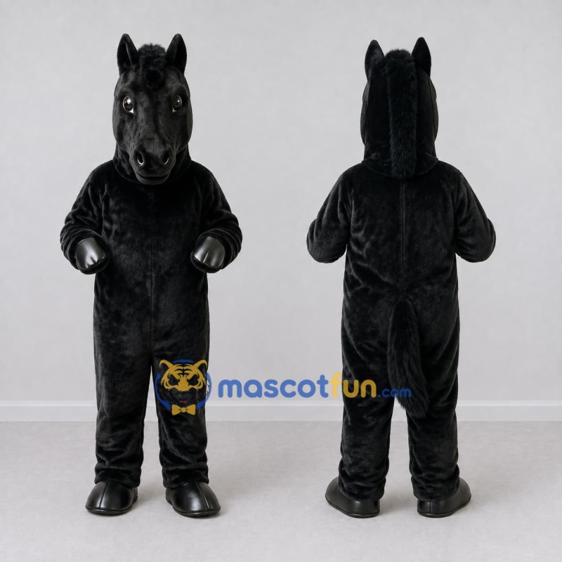 Custom Black Horse Mascot Costume Adult Full Body Suit for Farm Events Custom Black Horse Mascot Costume Adult Full Body Suit for Farm Events