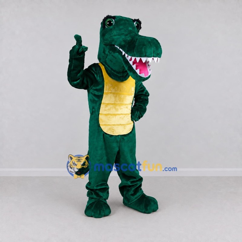 Custom Dark Green and Yellow Crocodile Character Mascot Costume Adult Full Body Suit for Wildlife Events