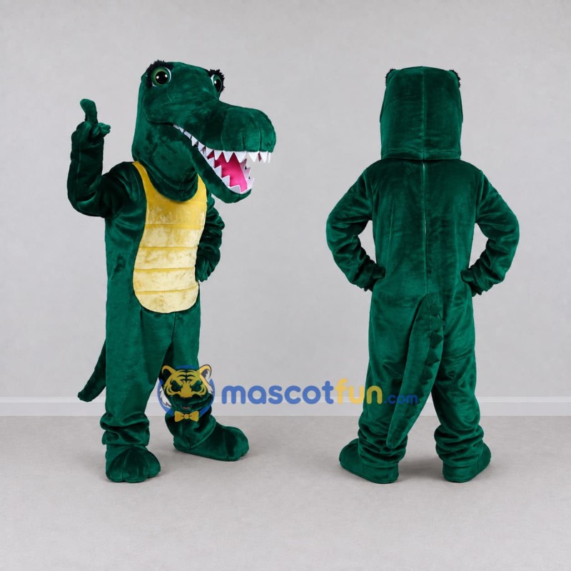 Custom Dark Green and Yellow Crocodile Character Mascot Costume Adult Full Body Suit for Wildlife Events