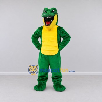 Custom Green and Yellow Crocodile Character Mascot Costume Adult Full Body Suit for Wildlife Events Custom Green and Yellow Crocodile Character Mascot Costume Adult Full Body Suit for Wildlife Events