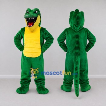 Custom Green and Yellow Crocodile Character Mascot Costume Adult Full Body Suit for Wildlife Events