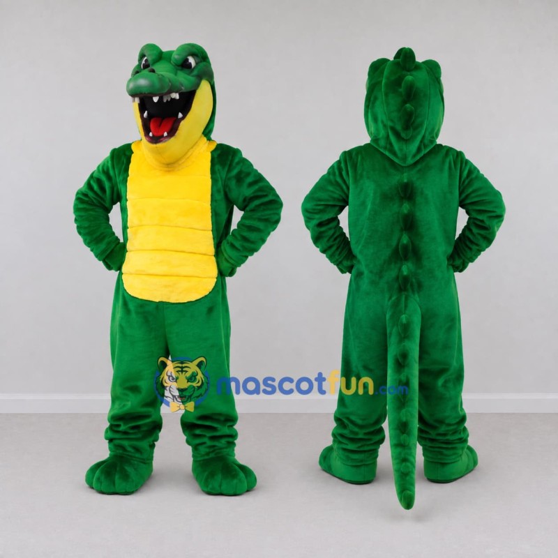 Custom Green and Yellow Crocodile Character Mascot Costume Adult Full Body Suit for Wildlife Events Custom Green and Yellow Crocodile Character Mascot Costume Adult Full Body Suit for Wildlife Events