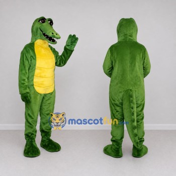 Custom Green and Yellow Crocodile Mascot Costume Adult Full Body Suit for Wildlife Events