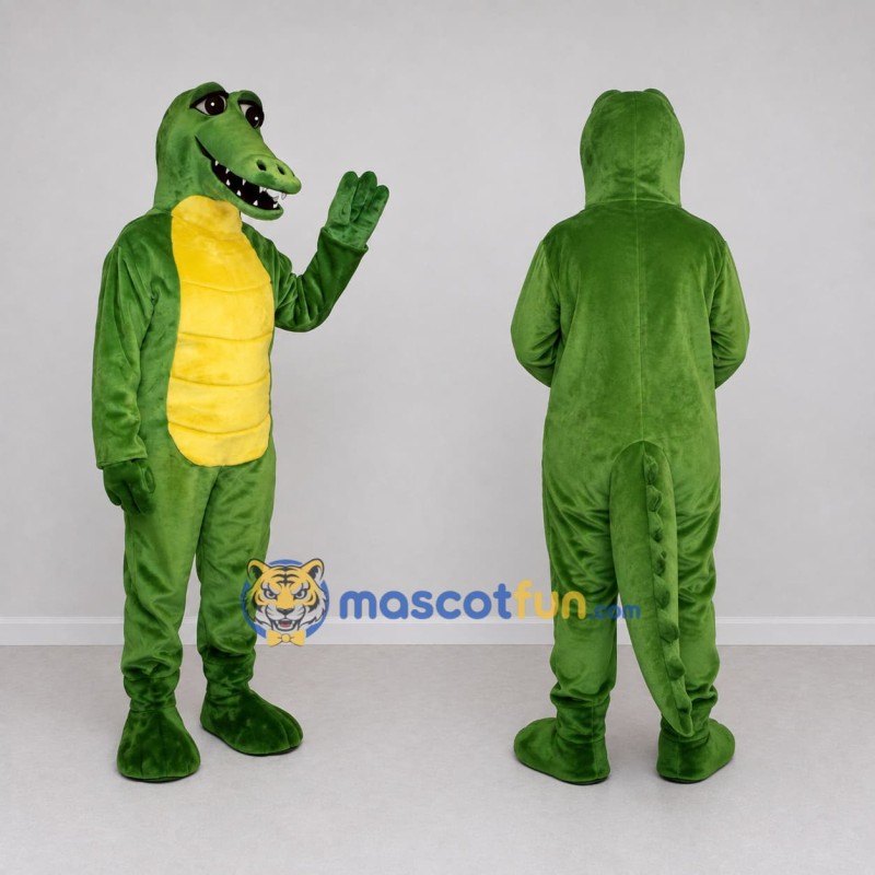 Custom Green and Yellow Crocodile Mascot Costume Adult Full Body Suit for Wildlife Events Custom Green and Yellow Crocodile Mascot Costume Adult Full Body Suit for Wildlife Events