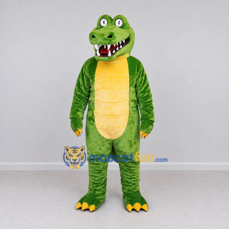 Custom Green and Yellow Crocodile Character Mascot Costume Adult Full Body Suit for Wildlife Events Custom Green and Yellow Crocodile Character Mascot Costume Adult Full Body Suit for Wildlife Events