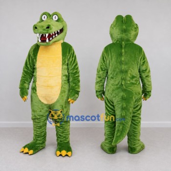 Custom Green and Yellow Crocodile Character Mascot Costume Adult Full Body Suit for Wildlife Events