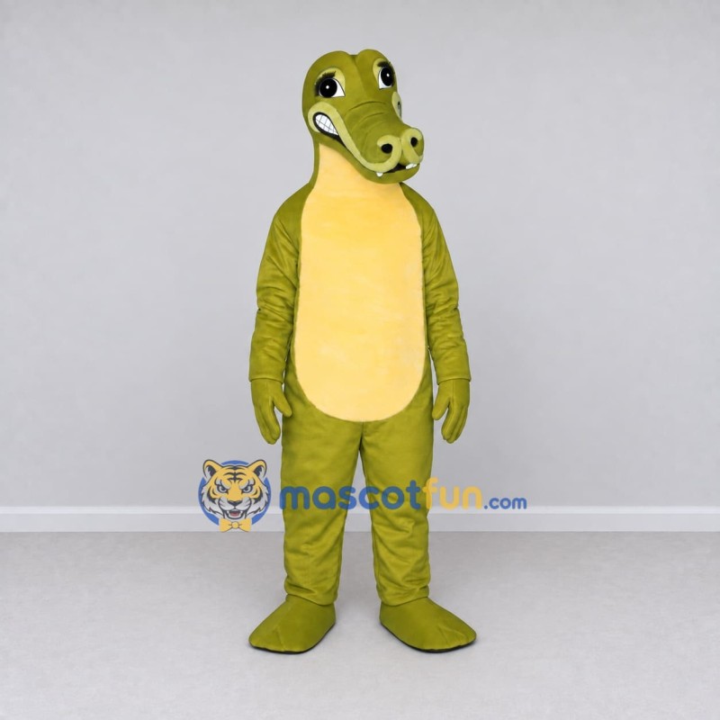 Custom Olive Green and Yellow Crocodile Character Mascot Costume Adult Full Body Suit for Wildlife Events Custom Olive Green and Yellow Crocodile Character Mascot Costume Adult Full Body Suit for Wildlife Events