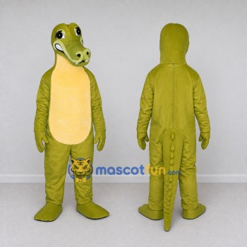 Custom Olive Green and Yellow Crocodile Character Mascot Costume Adult Full Body Suit for Wildlife Events