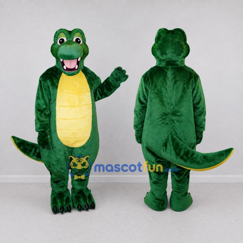 Custom Green and Yellow Crocodile Character Mascot Costume Adult Full Body Suit for Wildlife Events