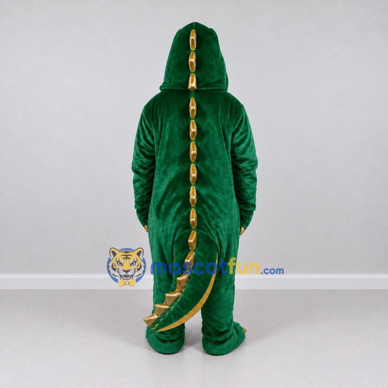 Custom Dark Green and Gold Crocodile Character Mascot Costume Adult Full Body Suit for Wildlife Events