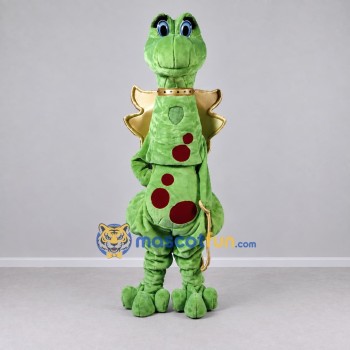 Custom Green and Gold Winged Dragon Character Mascot Costume Adult Full Body Suit for Theme Parties Custom Green and Gold Winged Dragon Character Mascot Costume Adult Full Body Suit for Theme Parties