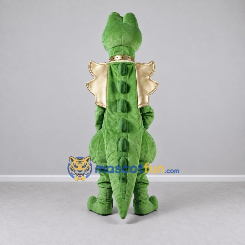 Custom Green and Gold Winged Dragon Character Mascot Costume Adult Full Body Suit for Theme Parties Custom Green and Gold Winged Dragon Character Mascot Costume Adult Full Body Suit for Theme Parties
