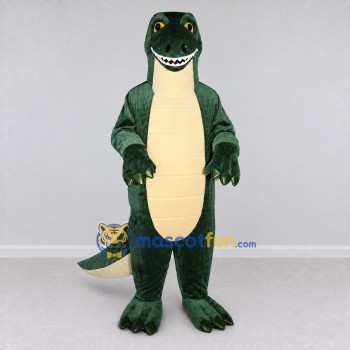 Custom Dark Green and Cream Tyrannosaurus Character Mascot Costume Adult Full Body Suit for Dinosaur Events Custom Dark Green and Cream Tyrannosaurus Character Mascot Costume Adult Full Body Suit for Dinosaur Events