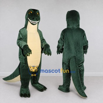 Custom Dark Green and Cream Tyrannosaurus Character Mascot Costume Adult Full Body Suit for Dinosaur Events