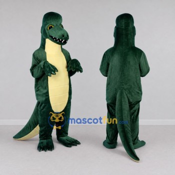 Custom Dark Green and Yellow Tyrannosaurus Character Mascot Costume Adult Full Body Suit for Dinosaur Events