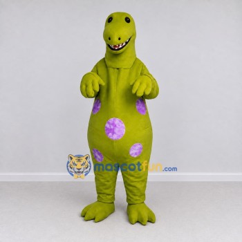 Custom Green and Purple Spotted Dinosaur Character Mascot Costume Adult Full Body Suit for Dinosaur Events Custom Green and Purple Spotted Dinosaur Character Mascot Costume Adult Full Body Suit for Dinosaur Events