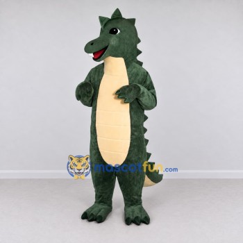 Custom Dark Green and Cream Spiky Dinosaur Character Mascot Costume Adult Full Body Suit for Dinosaur Events Custom Dark Green and Cream Spiky Dinosaur Character Mascot Costume Adult Full Body Suit for Dinosaur Events