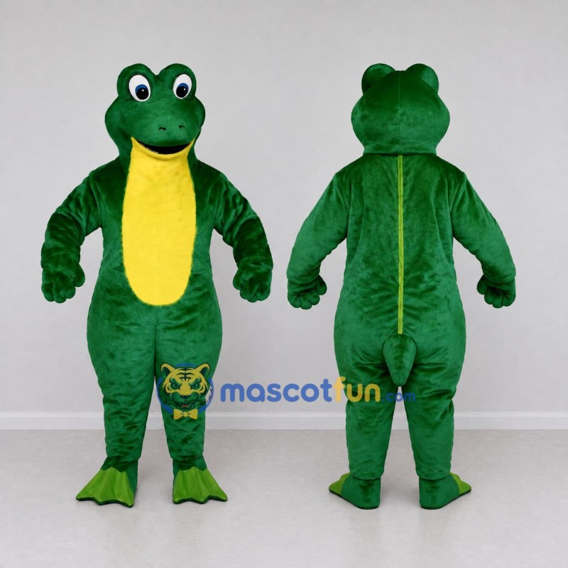 Custom Green and Yellow Frog Mascot Costume Adult Full Body Suit for School Events Custom Green and Yellow Frog Mascot Costume Adult Full Body Suit for School Events