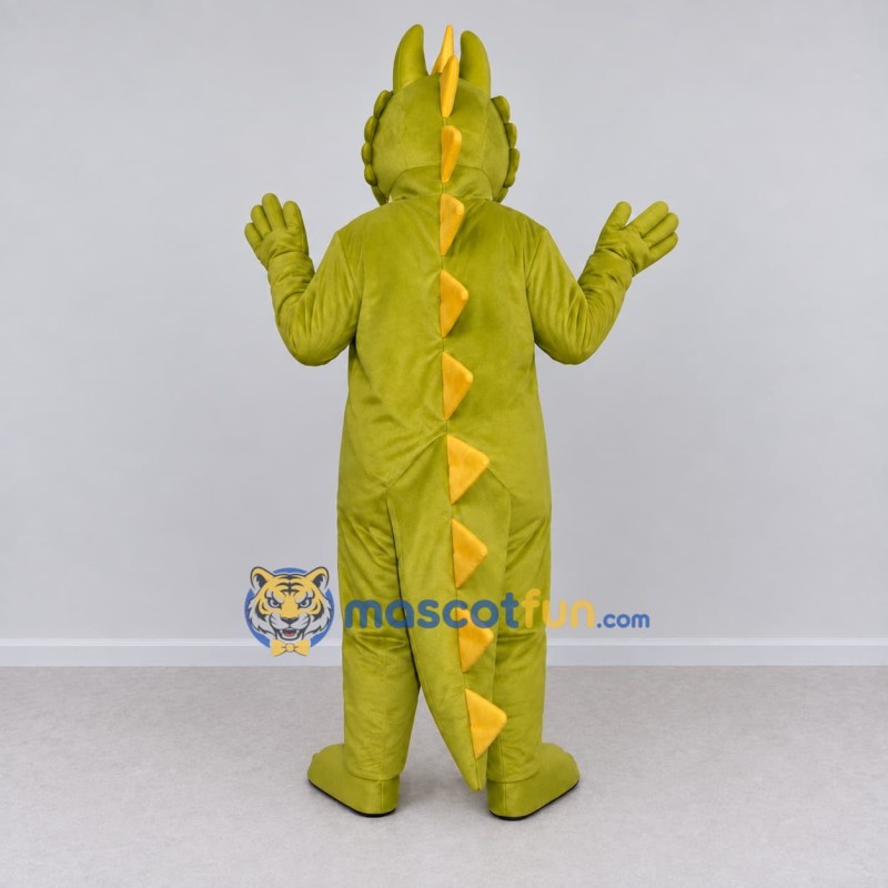Custom Olive Green and Yellow Dragon Character Mascot Costume Adult Full Body Suit for Theme Parties Custom Olive Green and Yellow Dragon Character Mascot Costume Adult Full Body Suit for Theme Parties