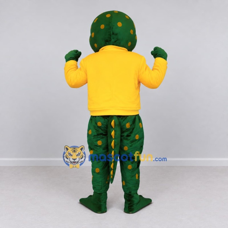 Custom Green and Yellow Frog Character in a Shirt Mascot Costume Adult Full Body Suit for School Events Custom Green and Yellow Frog Character in a Shirt Mascot Costume Adult Full Body Suit for School Events