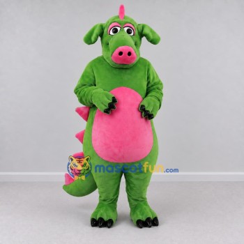 Custom Green and Pink Dragon Character Mascot Costume Adult Full Body Suit for Theme Parties