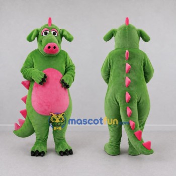 Custom Green and Pink Dragon Character Mascot Costume Adult Full Body Suit for Theme Parties
