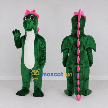 Custom Green and Pink Winged Dragon Character Mascot Costume Adult Full Body Suit for Theme Parties
