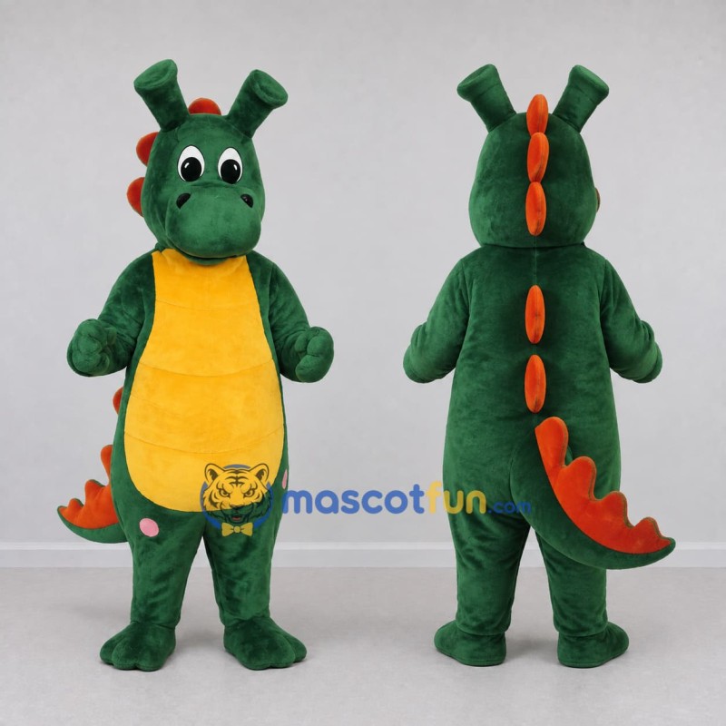 Custom Green and Orange Dragon Character Mascot Costume Adult Full Body Suit for Theme Parties Custom Green and Orange Dragon Character Mascot Costume Adult Full Body Suit for Theme Parties