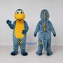 Custom Blue and Yellow Spotted Dinosaur Character Mascot Costume Adult Full Body Suit for Dinosaur Events