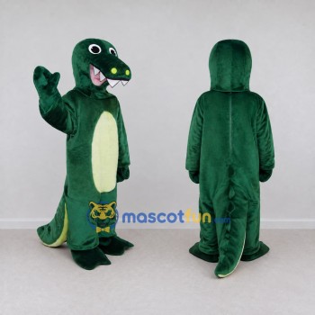 Custom Dark Green and Cream Dinosaur Character Mascot Costume Adult Full Body Suit for Dinosaur Events