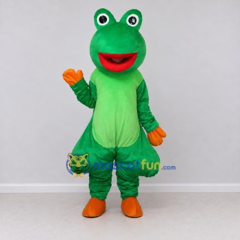Custom Green and Orange Frog Character Mascot Costume Adult Full Body Suit for School Events Custom Green and Orange Frog Character Mascot Costume Adult Full Body Suit for School Events
