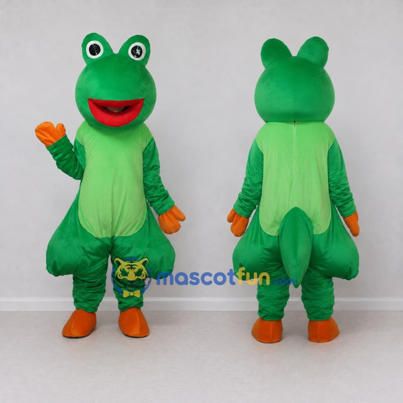 Custom Green and Orange Frog Character Mascot Costume Adult Full Body Suit for School Events Custom Green and Orange Frog Character Mascot Costume Adult Full Body Suit for School Events