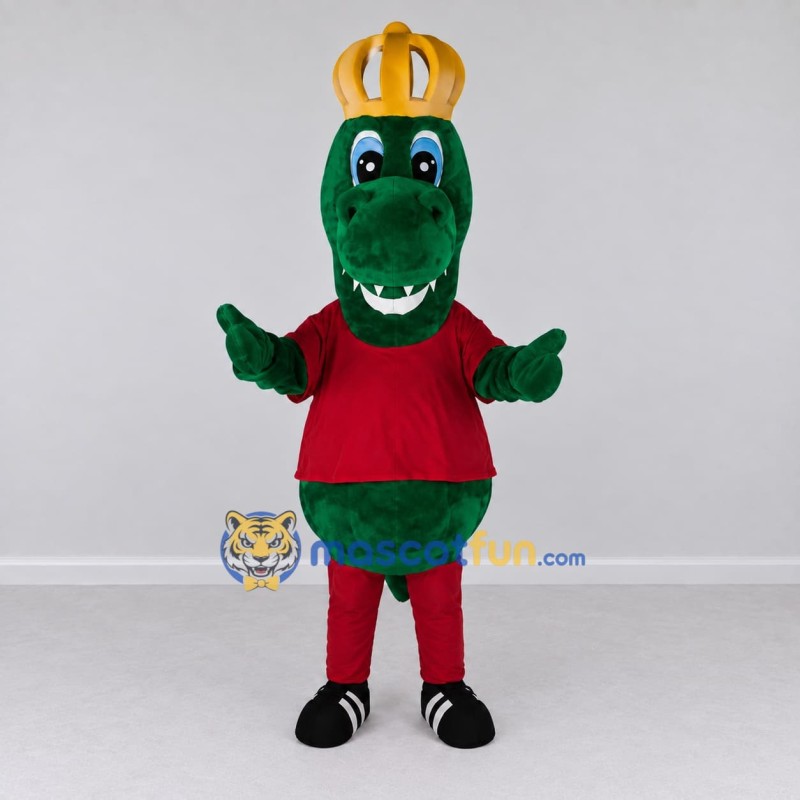 Custom Green and Red Dinosaur King Character Mascot Costume Adult Full Body Suit for Theme Parties Custom Green and Red Dinosaur King Character Mascot Costume Adult Full Body Suit for Theme Parties