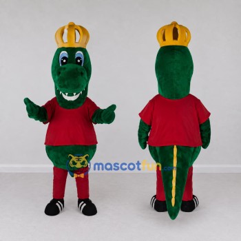 Custom Green and Red Dinosaur King Character Mascot Costume Adult Full Body Suit for Theme Parties