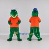 Custom Green and Orange Crocodile in a Shirt and Cap Mascot Costume Adult Full Body Suit for School Events Custom Green and Orange Crocodile in a Shirt and Cap Mascot Costume Adult Full Body Suit for School Events