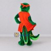 Custom Green and Orange Crocodile in a Dress Mascot Costume Adult Full Body Suit for School Events Custom Green and Orange Crocodile in a Dress Mascot Costume Adult Full Body Suit for School Events