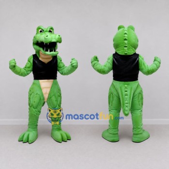 Custom Green and Black Muscular Crocodile in a Shirt Mascot Costume Adult Full Body Suit for Sports Events