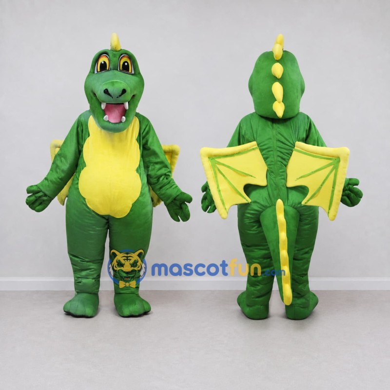 Custom Green and Yellow Winged Dragon Mascot Costume Adult Full Body Suit for Theme Parties Custom Green and Yellow Winged Dragon Mascot Costume Adult Full Body Suit for Theme Parties