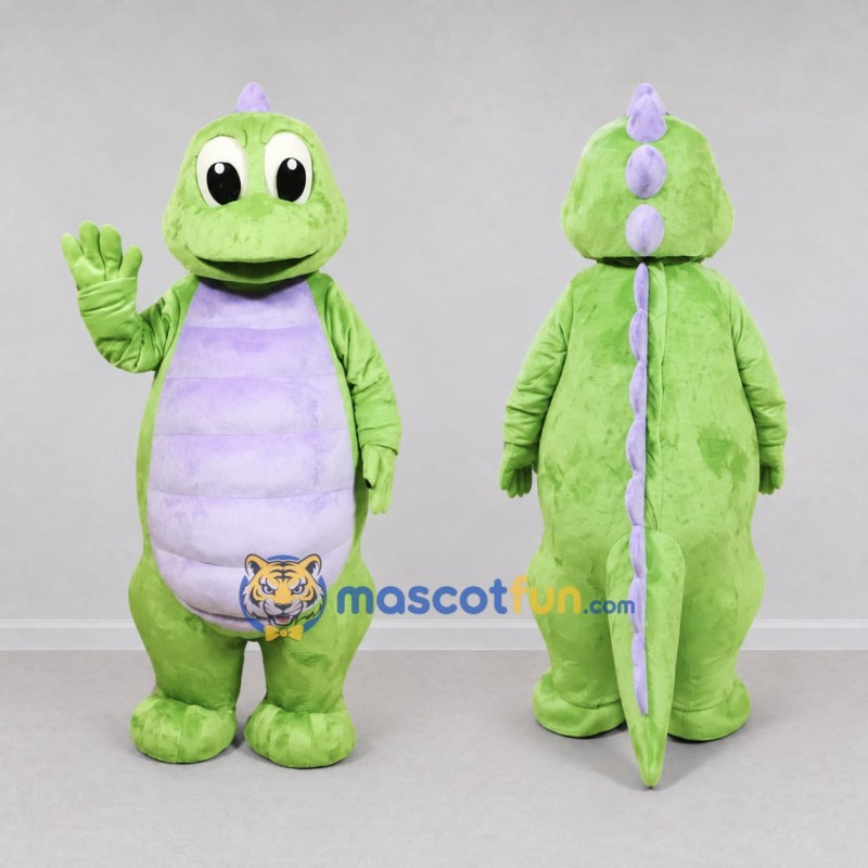 Custom Light Green and Purple Dinosaur Character Mascot Costume Adult Full Body Suit for Dinosaur Events Custom Light Green and Purple Dinosaur Character Mascot Costume Adult Full Body Suit for Dinosaur Events