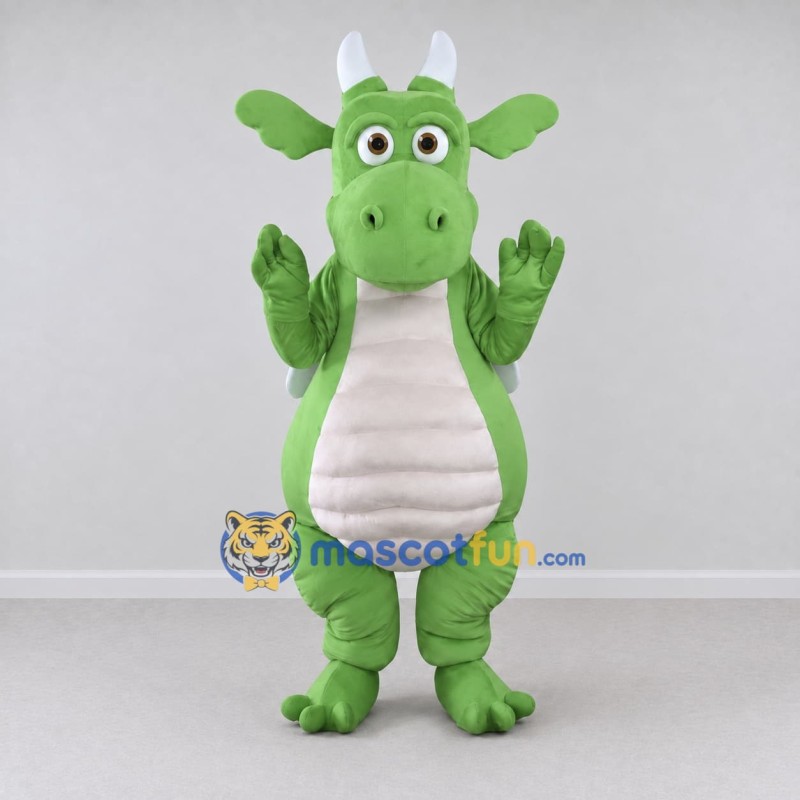 Custom Light Green and White Winged Dragon Character Mascot Costume Adult Full Body Suit for Theme Parties Custom Light Green and White Winged Dragon Character Mascot Costume Adult Full Body Suit for Theme Parties