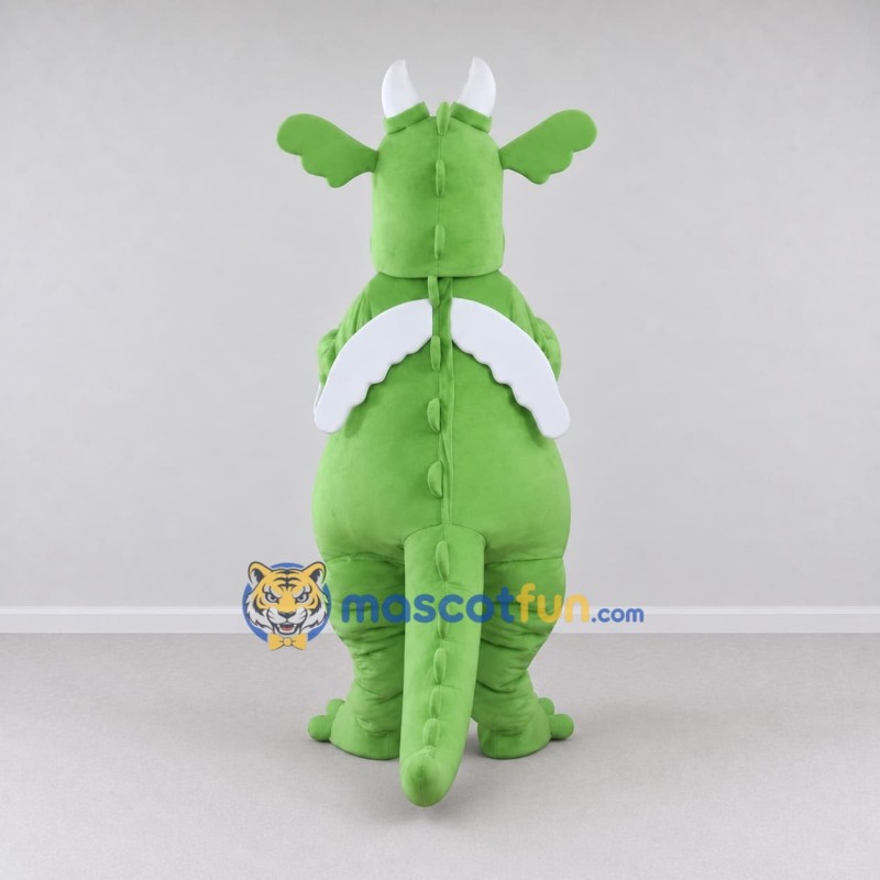 Custom Light Green and White Winged Dragon Character Mascot Costume Adult Full Body Suit for Theme Parties Custom Light Green and White Winged Dragon Character Mascot Costume Adult Full Body Suit for Theme Parties