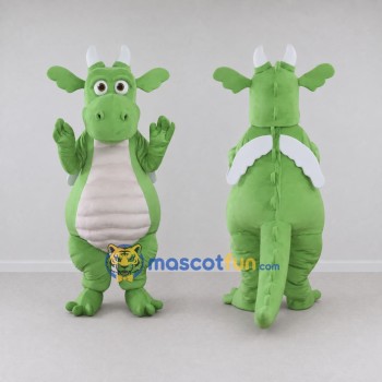 Custom Light Green and White Winged Dragon Character Mascot Costume Adult Full Body Suit for Theme Parties