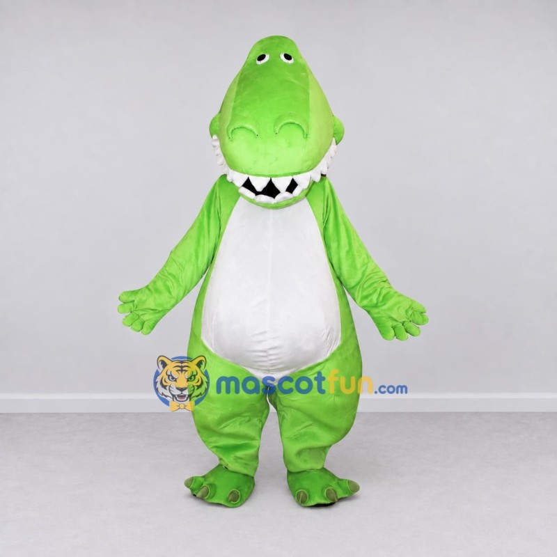 Custom Light Green and White Dinosaur Character Mascot Costume Adult Full Body Suit for Dinosaur Events Custom Light Green and White Dinosaur Character Mascot Costume Adult Full Body Suit for Dinosaur Events