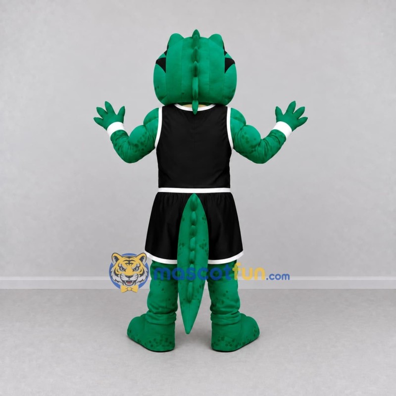 Custom Green and Black Crocodile in Basketball Sportswear Mascot Costume Adult Full Body Suit for Sports Events Custom Green and Black Crocodile in Basketball Sportswear Mascot Costume Adult Full Body Suit for Sports Events