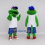 Custom Green and Blue Lizard Character in Summer Clothes Mascot Costume Adult Full Body Suit for Summer Events