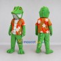 Custom Green and Orange Crocodile in a Tropical Shirt Mascot Costume Adult Full Body Suit for Summer Events
