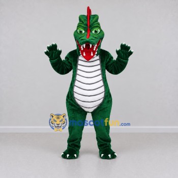 Custom Dark Green and Red Dragon Character Mascot Costume Adult Full Body Suit for Theme Parties