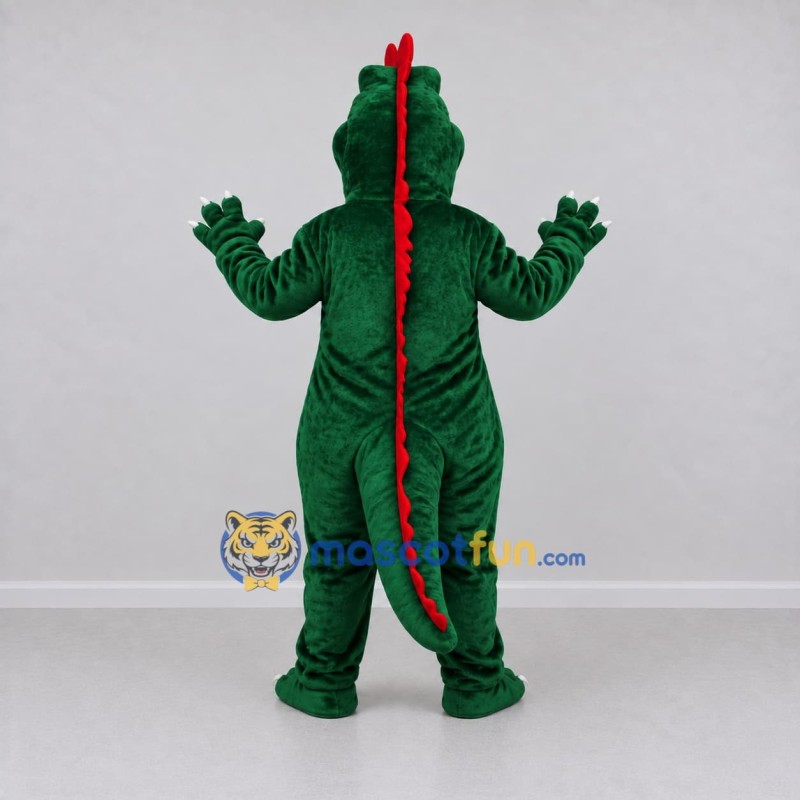 Custom Dark Green and Red Dragon Character Mascot Costume Adult Full Body Suit for Theme Parties